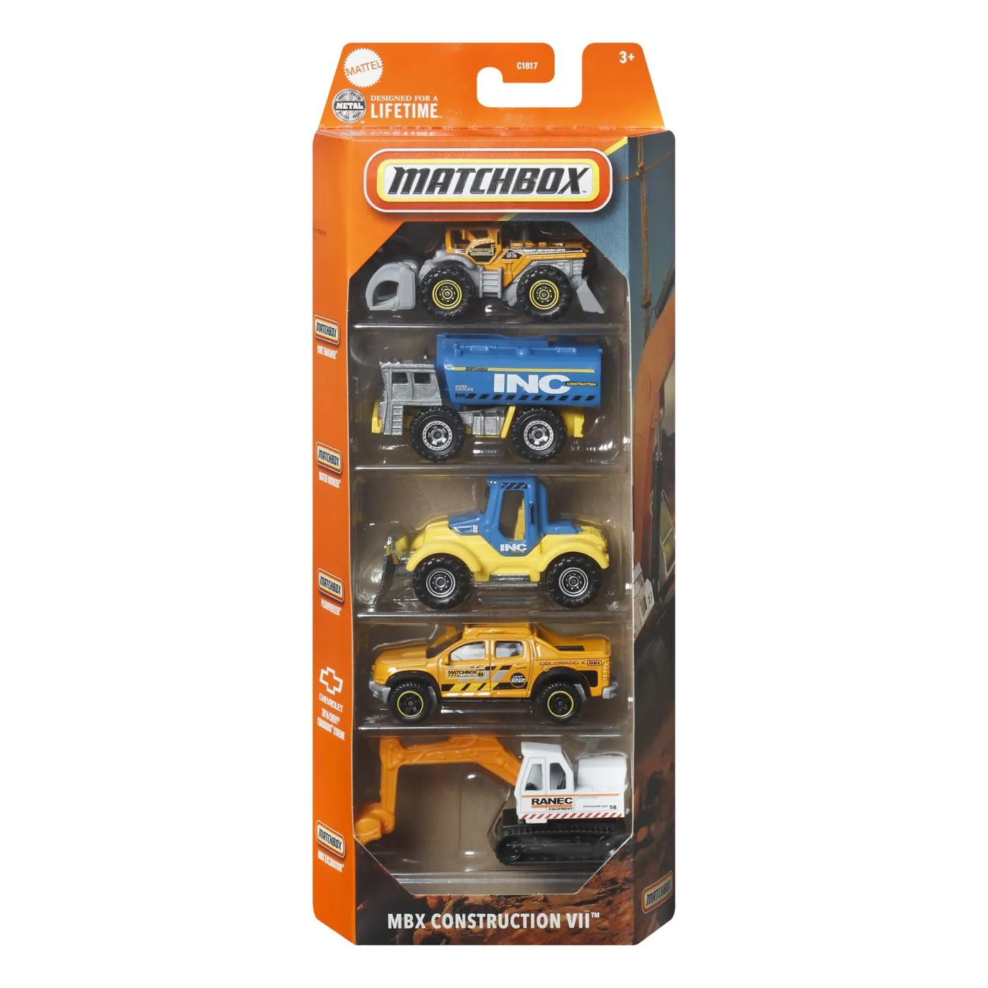 Jucării și Jocuri pentru copii - Matchbox set 5 masinute metalice mbx construction vii scara 1:64, copii varsta 3 ani pana la 12 ani