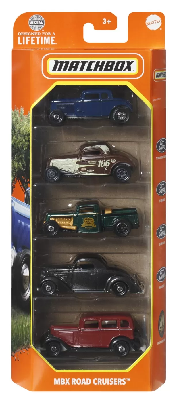Mașinuțe copii, Camioane de Jucărie - Matchbox set 5 masinute metalice mbx road cruisers scara 1:64, varsta de la 3 ani la 12 ani