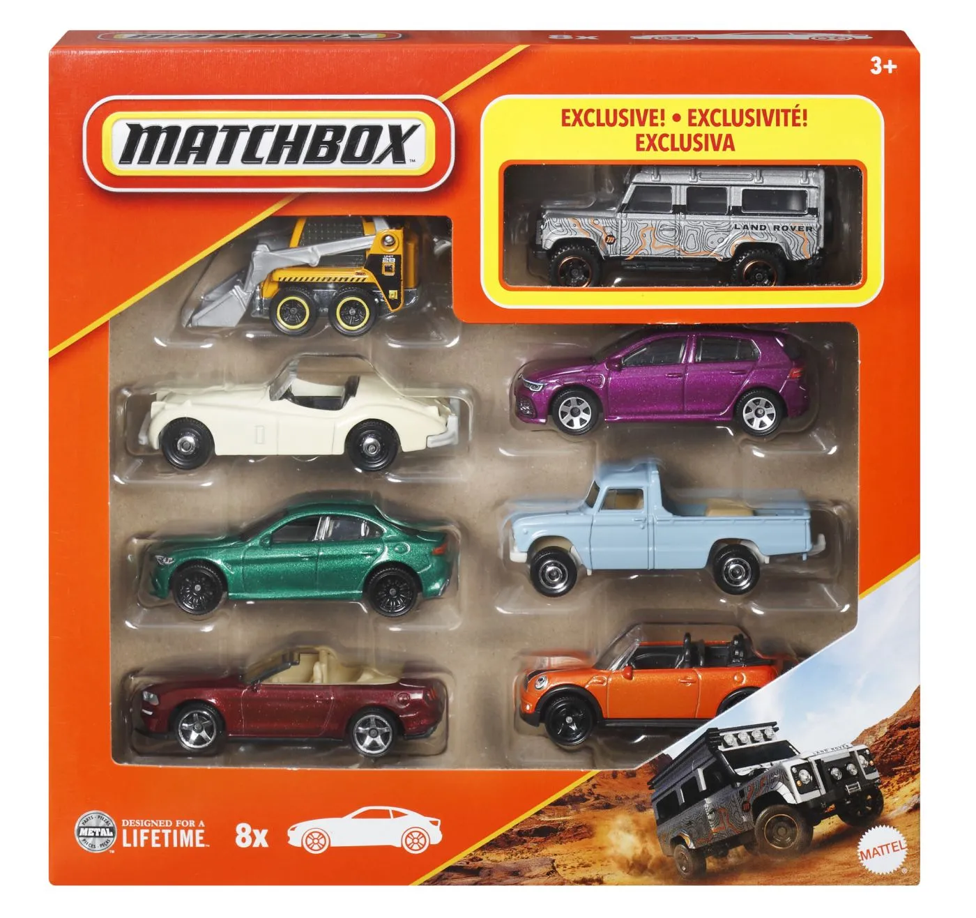 Jucării și Jocuri pentru copii - Matchbox set 8 masinute metalice exclusiv land rover 110 scara 1 la 64, copii 3 ani pana la 7 ani
