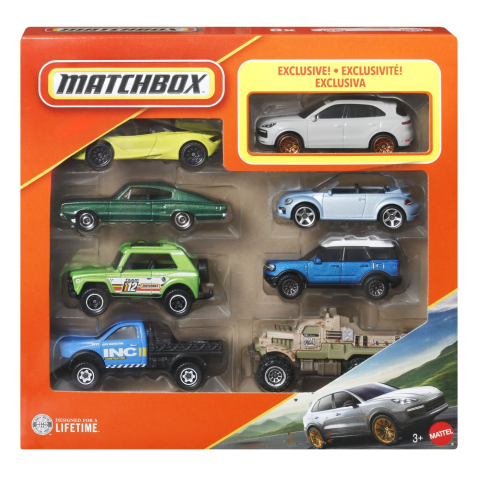 Jucării și Jocuri pentru copii - Matchbox set 8 masinute metalice exclusiv porsche cayenne scara 1 la 64 copii varsta 3 ani - 7 ani