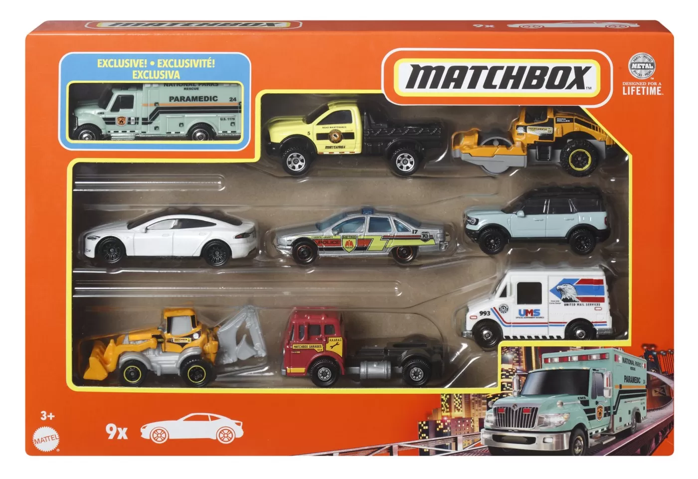 Mașinuțe copii, Camioane de Jucărie - Matchbox set 9 masinute international ambulance, varsta de la 3 ani la 7 ani