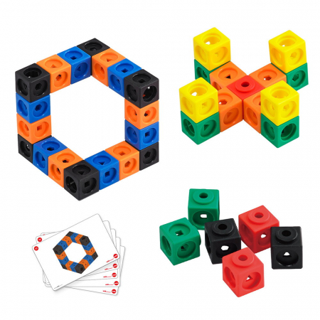 Jucării și Jocuri pentru copii - Math Cubes, cuburi interconectabile, set 125 piese, 3-9 ani