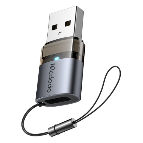 Mcdodo Adaptor OTG Type-C la USB 3.0, Aliaj de aluminiu, Incarcare si sincronizare date, cu indicator luminos, snur de prindere, Negru [10]