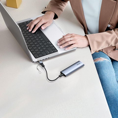 Mcdodo Adaptor OTG Type-C la USB 3.0, Aliaj de aluminiu, Incarcare si sincronizare date, cu indicator luminos, snur de prindere, Negru [7]