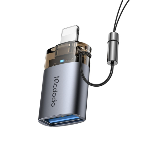 Mcdodo Adaptor OTG USB la Lightning, Aliaj de aluminiu, Incarcare si sincronizare date, cu indicator luminos, cu snur, Negru [7]