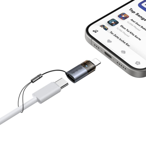 Mcdodo Adaptor Type-C la Lightning OTG 36W, aliaj de aluminiu, incarcare si sincronizare date, lumina albastra, snur, Negru [8]