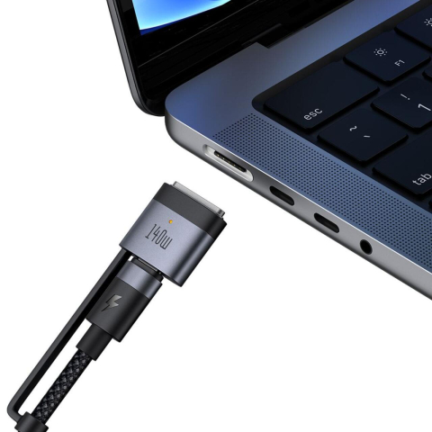 Mcdodo Cablu 2 in 1 Type-C la Type-C cu conector MagSafe 3, Super Fast Charging 240 W, Indicator LED, 2 m, Negru [7]