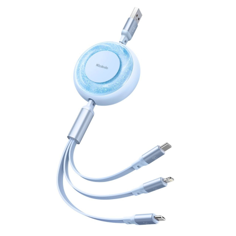 Mcdodo Cablu 3 in 1 USB la Lightning, MicroUSB si Type-C Super Fast Charging, 66W, 1.2m, Albastru [7]
