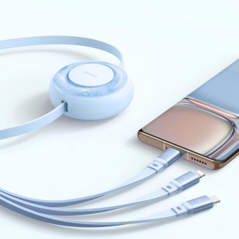 Mcdodo Cablu 3 in 1 USB la Lightning, MicroUSB si Type-C Super Fast Charging, 66W, 1.2m, Albastru [2]