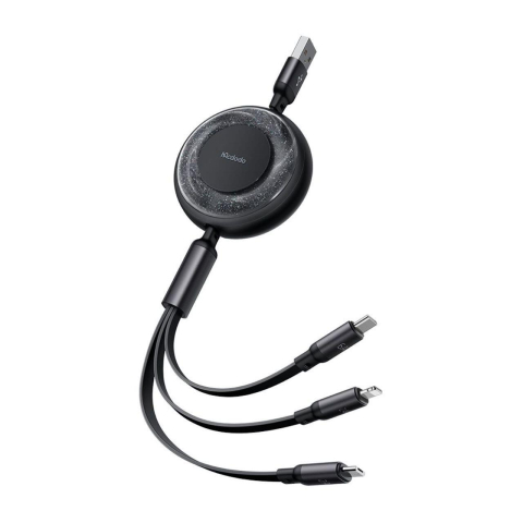 Mcdodo Cablu 3 in 1 USB la Lightning, MicroUSB si Type-C Super Fast Charging, 66W, 1.2m, Negru [2]