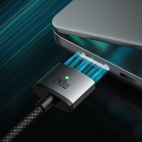 Mcdodo Cablu pentru MacBook Pro 16 inch (2021/2023), MacBook Air (2022), MacBook Pro 14 inch (2021/2023) Type-C la MagSafe 3, Fast Charger 140W, Indicator LED, 2m, Negru [6]