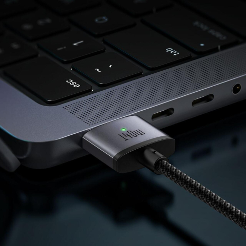 Mcdodo Cablu pentru MacBook Pro 16 inch (2021/2023), MacBook Air (2022), MacBook Pro 14 inch (2021/2023) Type-C la MagSafe 3, Fast Charger 140W, Indicator LED, 2m, Negru [10]