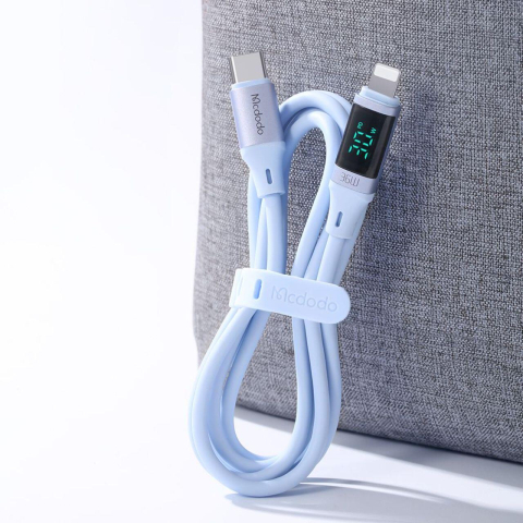 Mcdodo Cablu Type-C la Lightning Digital Display Silicone Fast Charging, 36W, 1.2m Albastru [7]