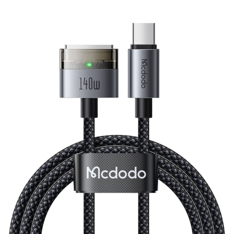Mcdodo Cablu Type-C la MagSafe 3 pentru MacBook, Fast Charger 140W, Indicator LED, 2m, Negru [8]