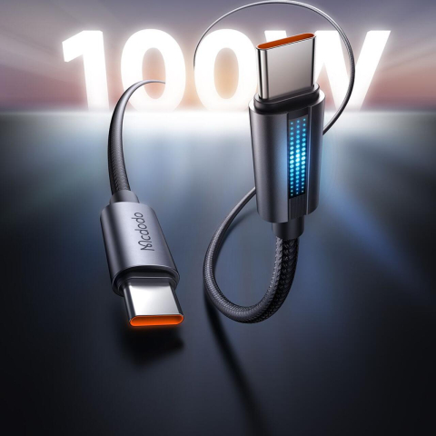 Mcdodo Cablu Type-C la Type-C 100W, Fast Charging, 5A LED, 1.2m, Negru [2]