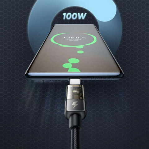 Mcdodo Cablu Type-C la Type-C, 100W, Fast Charging, Design transparent, Oprire automata, 1,2 m Negru [1]