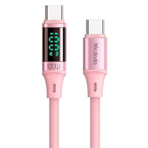 Mcdodo Cablu Type-C la Type-C Digital Display Silicone, Fast Charging, 100W, 1.2m, Roz [5]