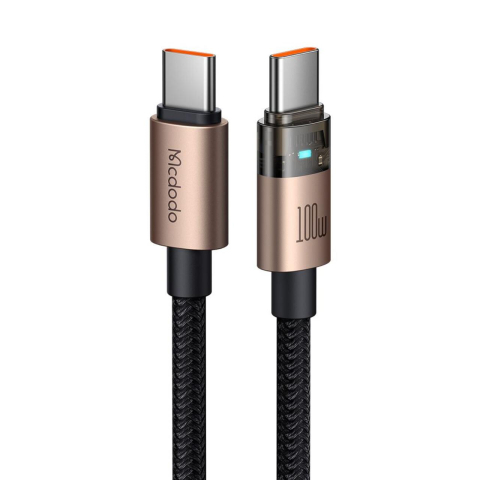 Cabluri - Mcdodo Cablu Type-C la Type-C Fast Charging, 100W, LED, 1.2m, Desert Gold