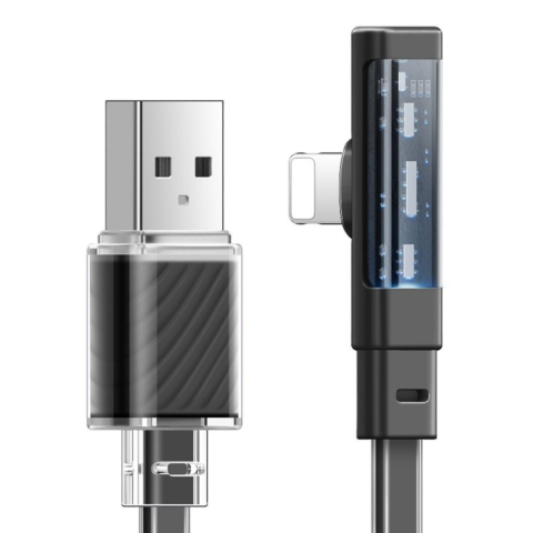 Mcdodo Cablu USB la Lightning Dichromatic 90 grade, Fast Charging, LED, 3A, 1.8m, Negru [6]