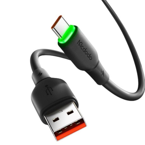 Mcdodo Cablu USB la Type-C Alpha Series Silicone Fast Charging, 6A LED, 1.2m, Negru [3]
