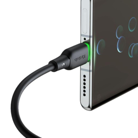 Laptop, Tablete & Telefoane - Mcdodo Cablu USB la Type-C Alpha Series Silicone Fast Charging, 6A LED, 1.2m, Negru