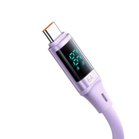 Mcdodo Cablu USB la Type-C Digital Display Silicone Super Fast Charging, 6A, 1.2m, Mov [1]