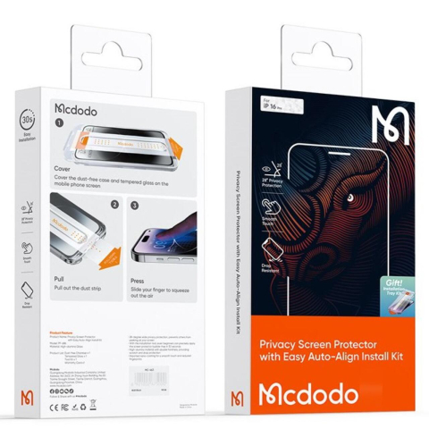Mcdodo Folie Sticla Privacy iPhone 16 Plus cu Kit de instalare Easy Auto-Align [7]