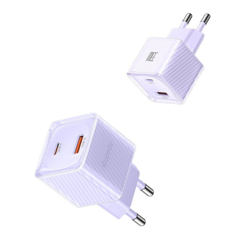 Mcdodo Incarcator Retea Dual Port Type-C si USB-A Dichromatic, Fast Charging PD 33W, Mov [3]