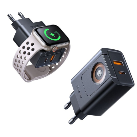Mcdodo Incarcator Retea Fast Charging 30W cu Incarcator Wireless Apple Watch Integrat, Travel Companion Series, 1 x USB-A, 1 x USB-C, Negru [6]