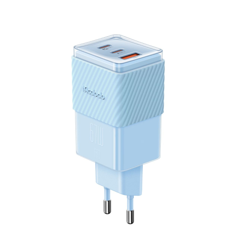 Mcdodo Incarcator Retea Port 2xType-C si 1xUSB-A Dichromatic GaN5 Mini, Fast Charging PD 67W, Albastru [4]