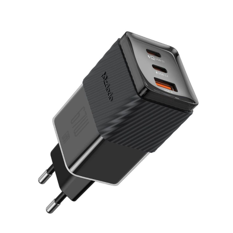 Solutii incarcare - Mcdodo Incarcator Retea Port 2xType-C si 1xUSB-A Dichromatic GaN5 Mini, Fast Charging PD 67W, Negru