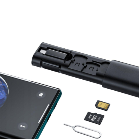 Mcdodo Set de adaptoare si cabluri,1 x carcasa, 3x adaptoare USB-C la Lightning, microUSB, USB, 1x cablu USB-C, 1x card TF, 1x cheie cartela SIM, Negru [4]