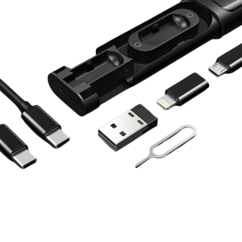 Mcdodo Set de adaptoare si cabluri,1 x carcasa, 3x adaptoare USB-C la Lightning, microUSB, USB, 1x cablu USB-C, 1x card TF, 1x cheie cartela SIM, Negru [2]