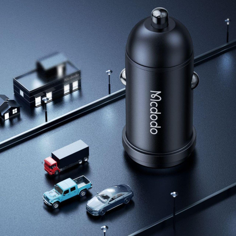 Mcdodo Set Incarcator Auto 1xType-C Fast Charging PD 30W, cablu Type-C la Lightning 1.2m Negru [1]