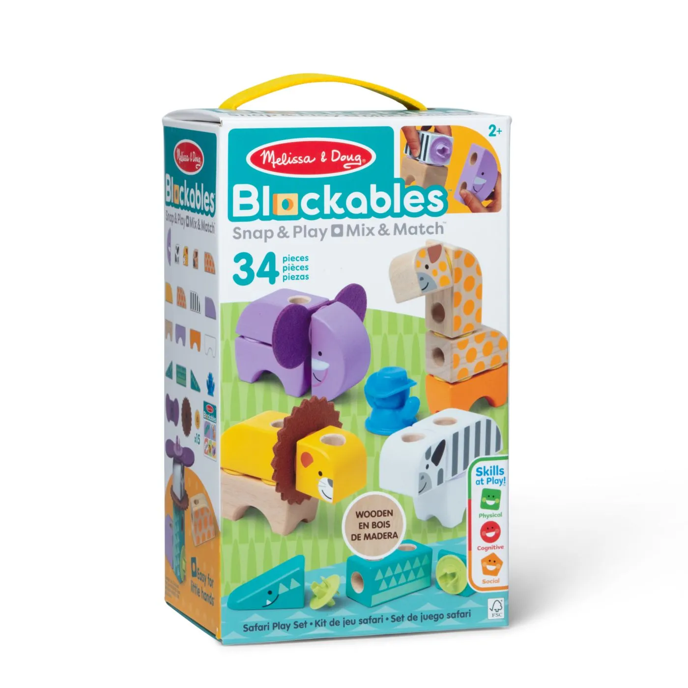 Jucării și Jocuri pentru copii - Melissa and doug set de constructie din lemn animale din safari, copii varsta 2 ani pana la 6 ani