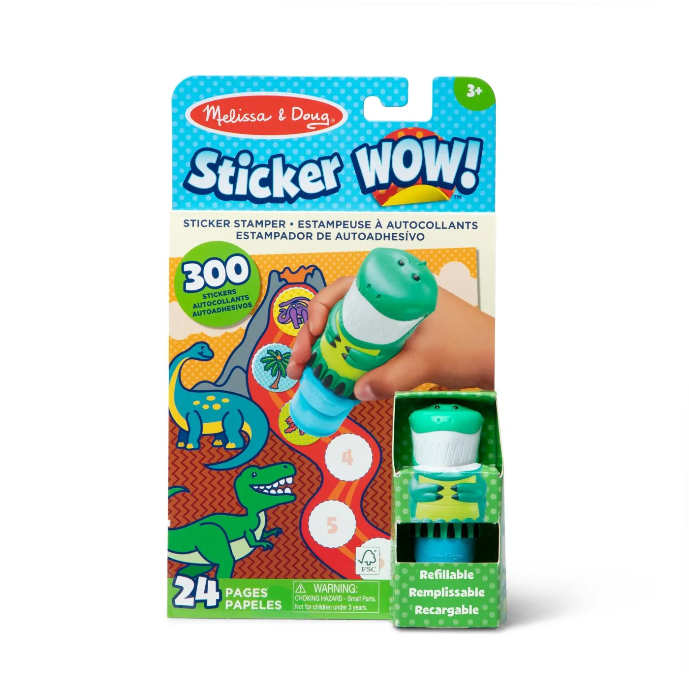 Stickere, Abțibilduri, Autocolante - Melissa and doug set de joaca autocolante si stampila reincarcabila dinozaur, copii 3 ani-7 ani