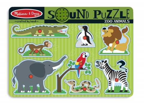 Jucării și Jocuri pentru copii - Melissa & Doug - Puzzle de lemn cu sunete Animale de la Zoo