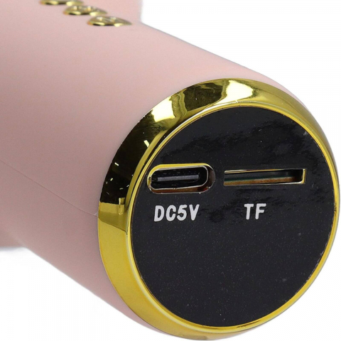 Microfon karaoke wireless copii, model iepuras cu LED si efecte vocale – Roz [8]