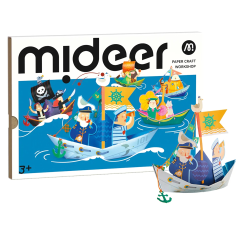 Origami și Mozaic - Set creativ origami Mideer Exploratorul marilor, barcute plutitoare, 3+ ani