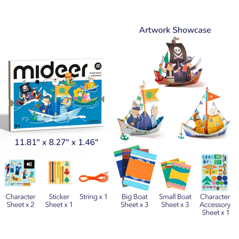 Set creativ origami Mideer Exploratorul marilor, barcute plutitoare, 3+ ani [3]