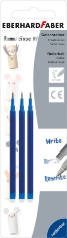 Rechizite Școlare - Mina roller 0.7 mm albastra 3/set erasable eberhard faber