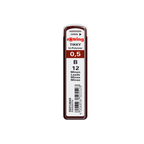 Rechizite Școlare - Mine creion mecanic Rotring Tikky, 0.5mm, B, set 12 buc