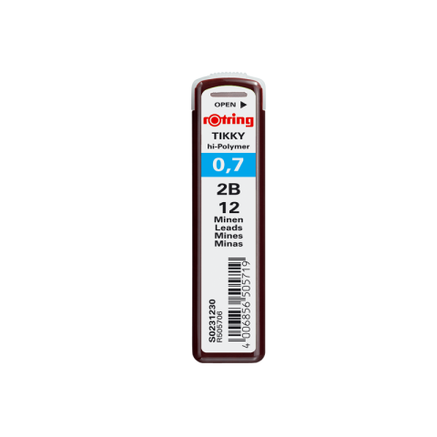 Rezerve Pixuri, Mine si Patroane de Cerneala - Mine creion mecanic Rotring Tikky, 0.7mm, 2B, set 12 buc