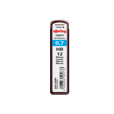 Rechizite Școlare - Mine creion mecanic Rotring Tikky, 0.7mm, HB, set 12 buc