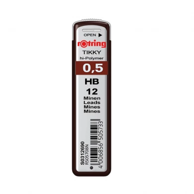 Rechizite Școlare - Mine grafit creion Rotring 05mm tarie HB
