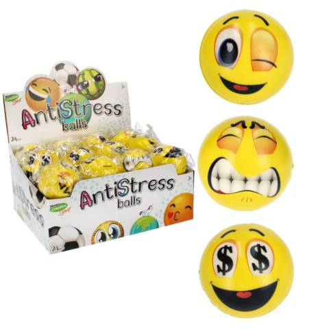 Jucării și Jocuri pentru copii - Minge antistres - emoji, 7cm, diverse modele, 3+ ani, MegaCreative, 459601