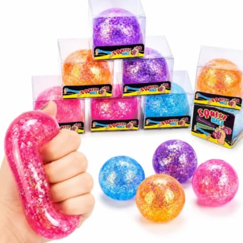 Jucarii antistres - Minge Squishy cu Glitter 6 cm Antistres