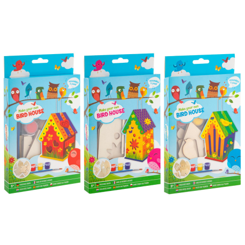 Art & Craft si Artizanat - Mini casuta lemn pasari+3 guase+pensula Grafix 