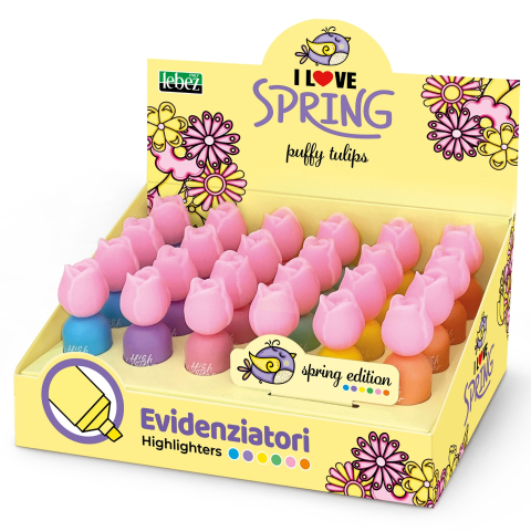 Rechizite Școlare - Mini evidenziatori Puffy Tulips, 6 culori pastel asortate , pret/1 buc