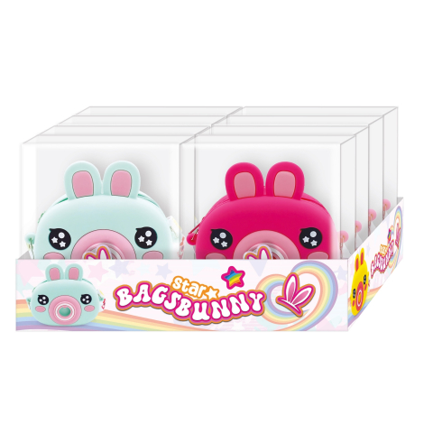 Îmbrăcăminte și accesorii - Mini geanta Bags Bunny din silicon, cu fermoar si curea de umar reglabila  - 13.5 x 15 